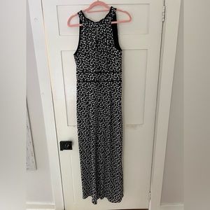 Black and white cherry print jumpsuit